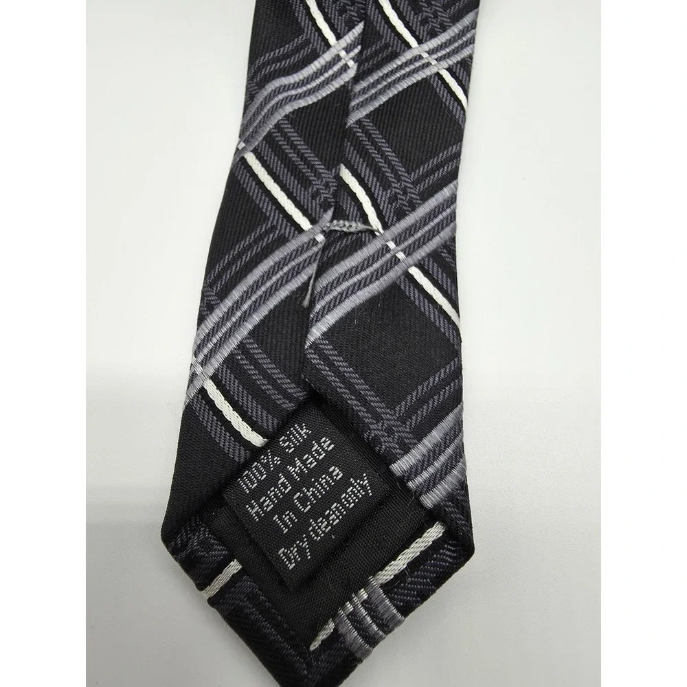 Pronto Uomo 100% Silk Black Gray White Long Men's Tie 61
